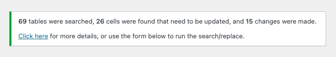 Better Search Replace Plugin Process Done