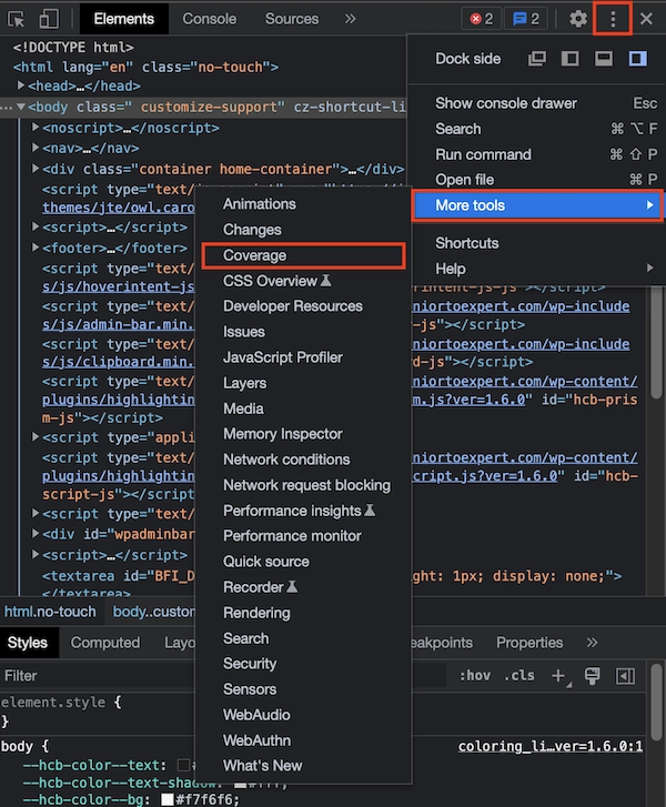 Chrome Devtools Coverage