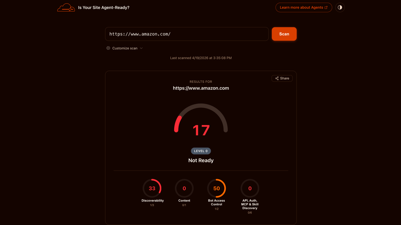 Cloudflare - Is it Agent Ready Tool