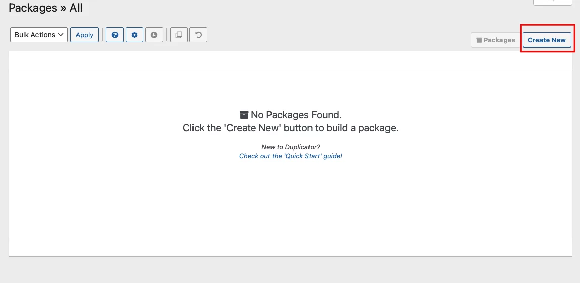 Duplicator Create New