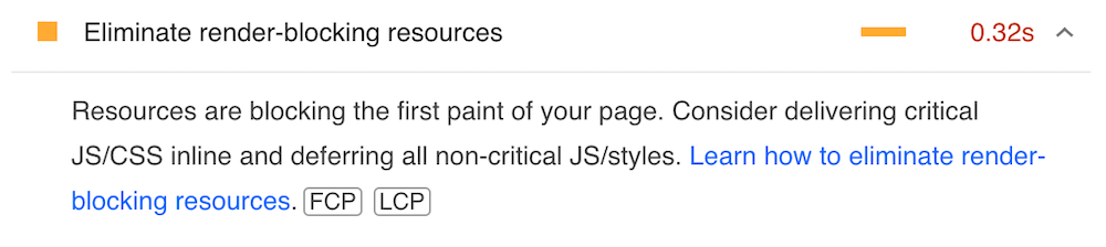 Eliminate Render Blocking Resources