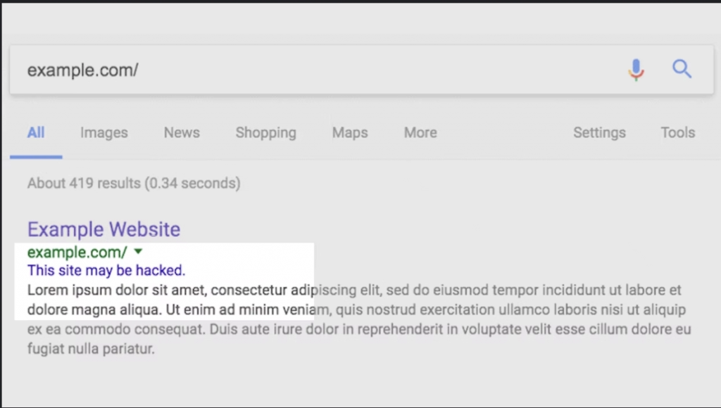 Google Hacked Warning