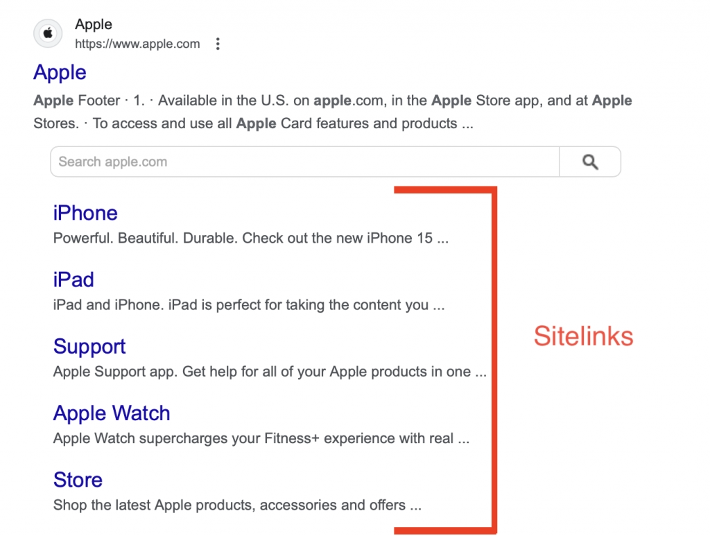Google Organic Sitelinks