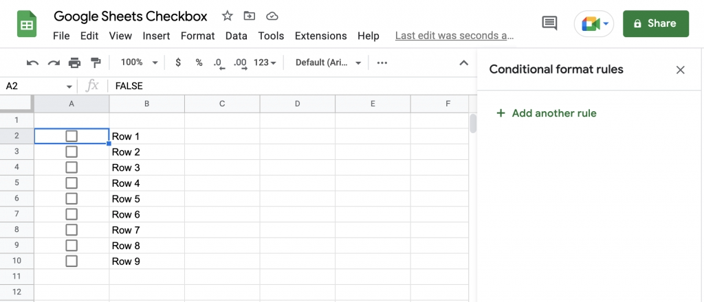 Google Sheets Checkbox Add Another Rule