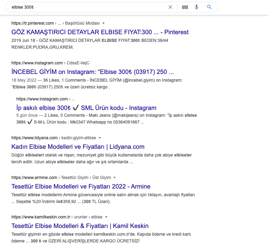 Google Sorgu ile Fiyat Araması