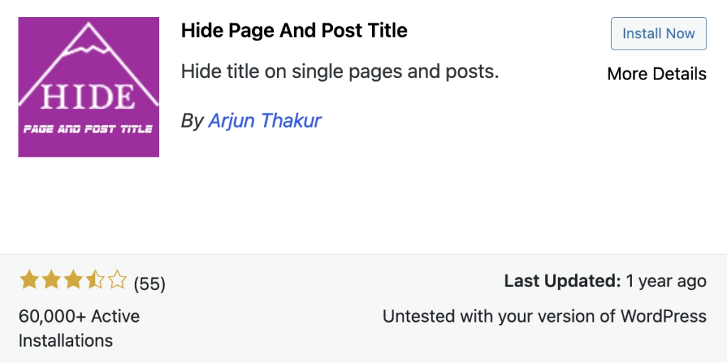 Hide Page and Post Title Plugin