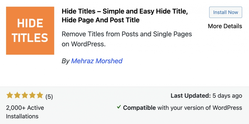 Hide Titles Plugin