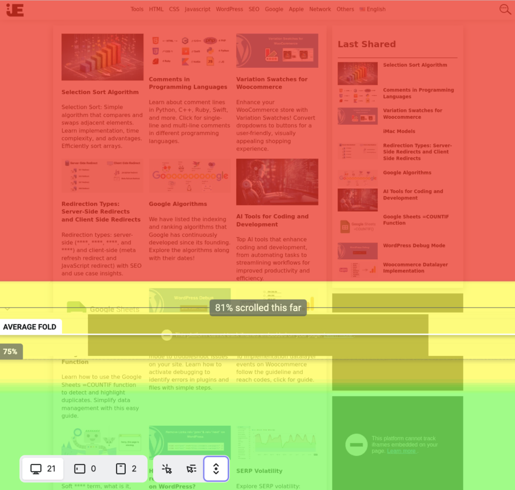 Hotjar Scroll Heatmap