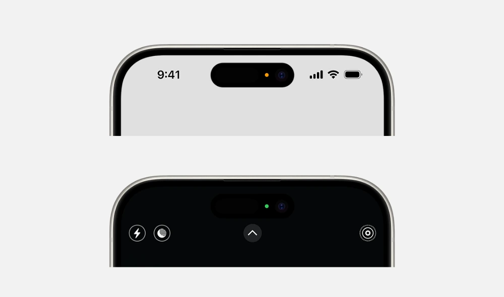 Was bedeuten die grünen und orangen Punkte auf dem iPhone?
