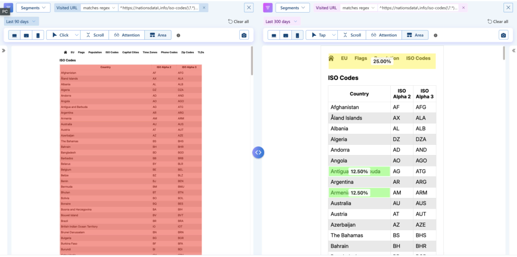 Microsoft Clarity Compare Mode