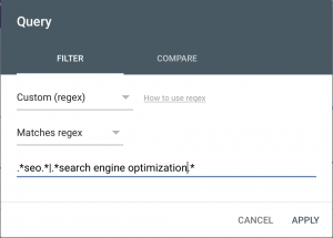 Search Console Filter by Query Custom Regex