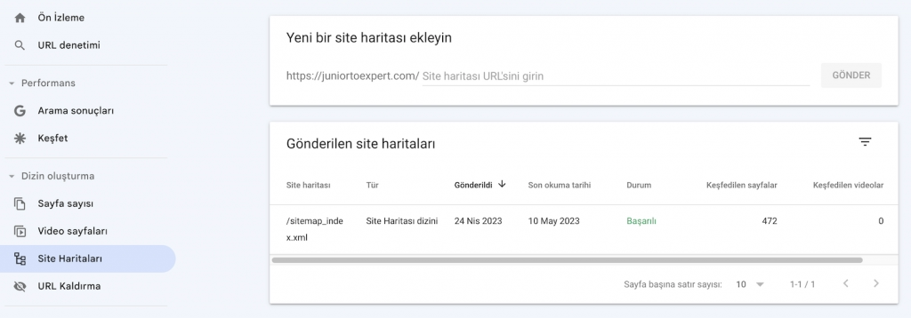 Search Console Site Haritası Ekleme
