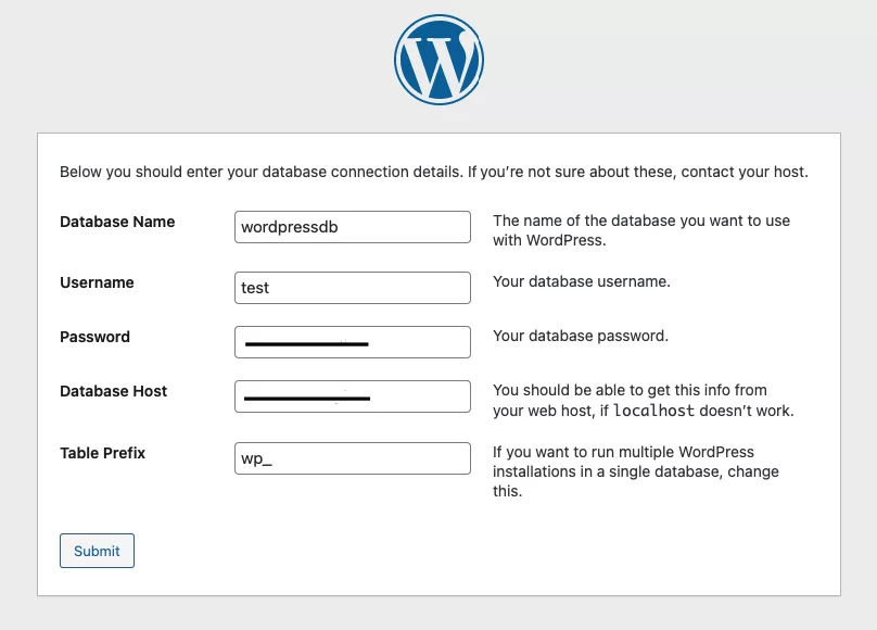 Wordpress DB Connection