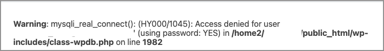 WP Debug Mode Message Example