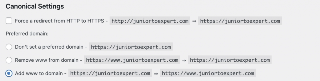 WordPress Redirection Non www to www