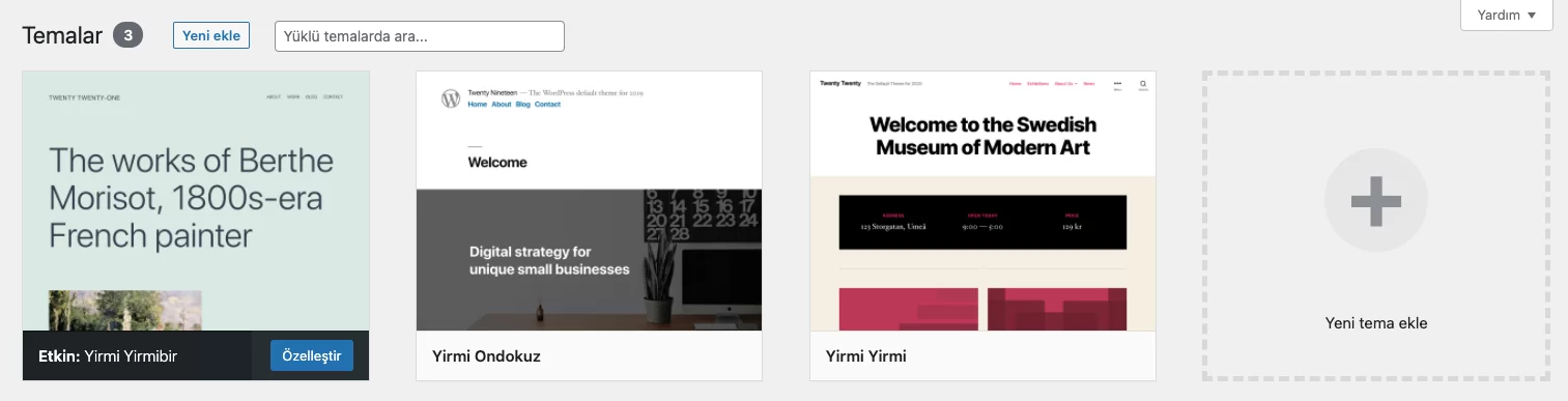 Wordpress Tema Değişimi