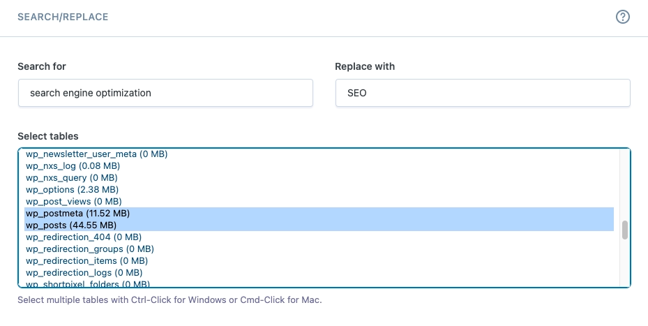 Better Search Replace Plugin (Search for and replace with)
